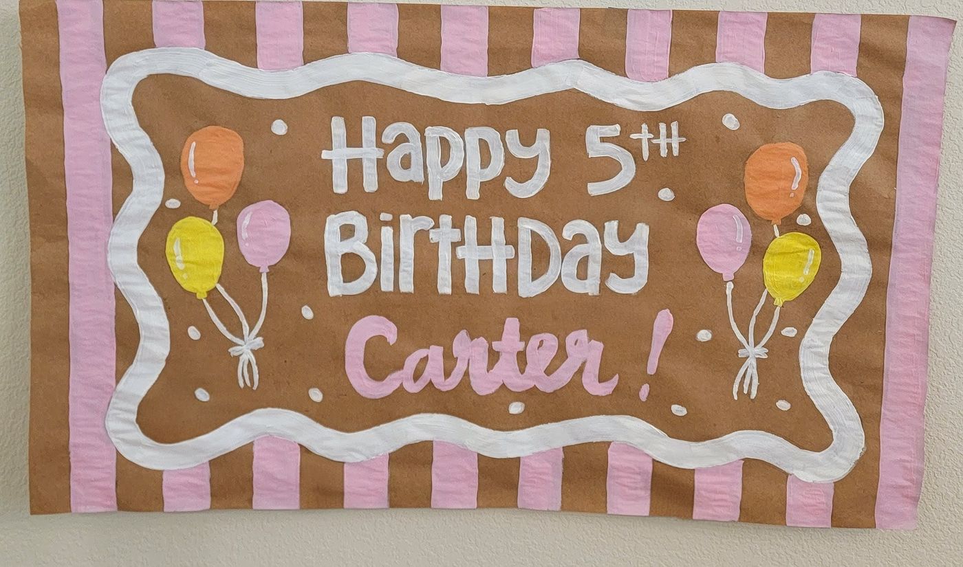Happy 5th Birthday Carter hand-painted banner