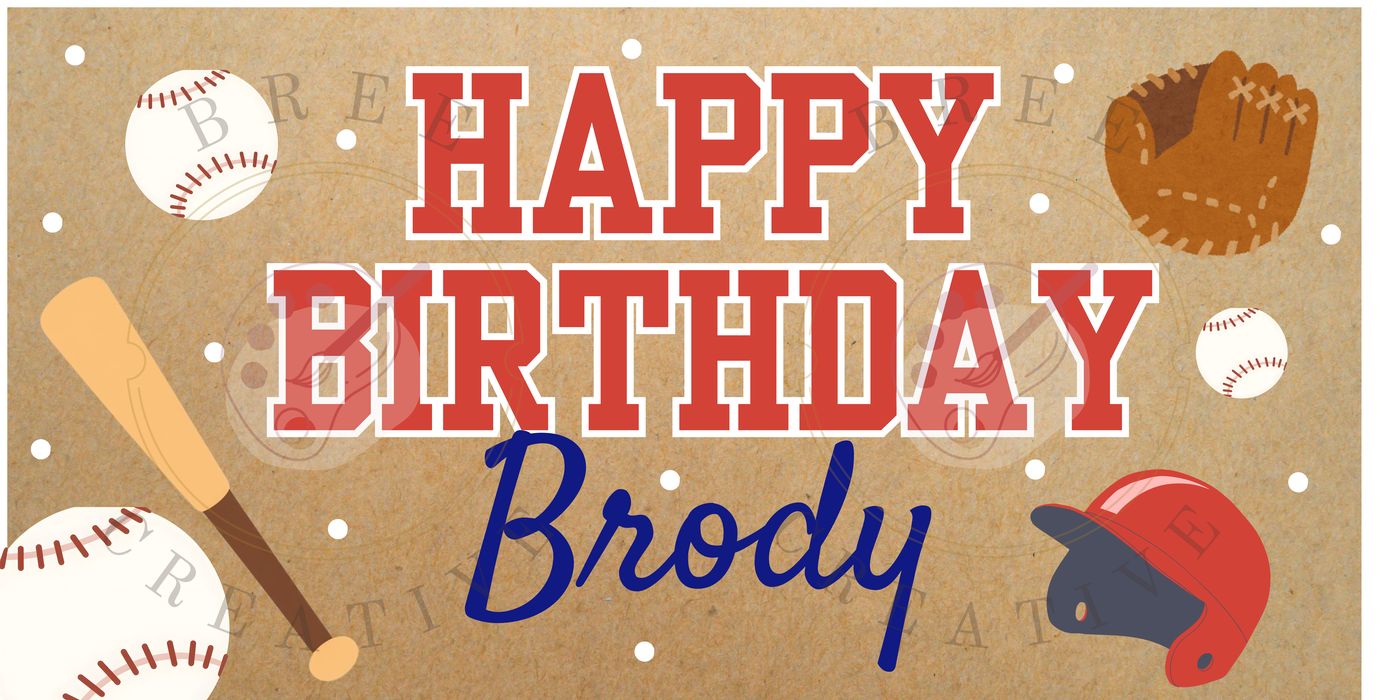 Happy Birthday Brody sports-themed banner